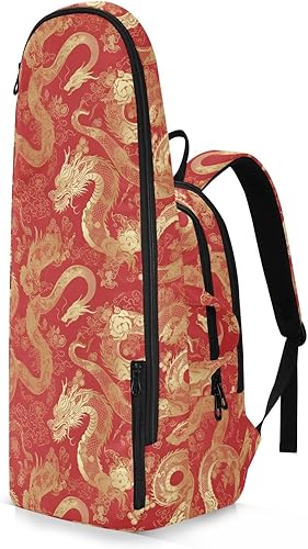 Miniatura 2 de Bolsas de raqueta de bádminton de tenis, impermeable, dragón dorado chino, 2 raquetas, cubierta de raqueta de tenis, bolsa de gimnasio para mujeres