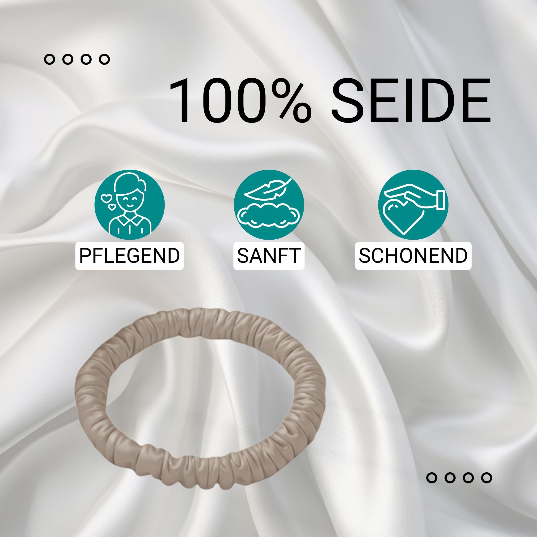 HAARallerliebst® 4er-Set 100% dünne Seide Scrunchie Haargummis mit Pappschachtel, Haargummi für jeden Tag, Haarpflege Scrunchies, ohne Haarschäden (beige, dünn)