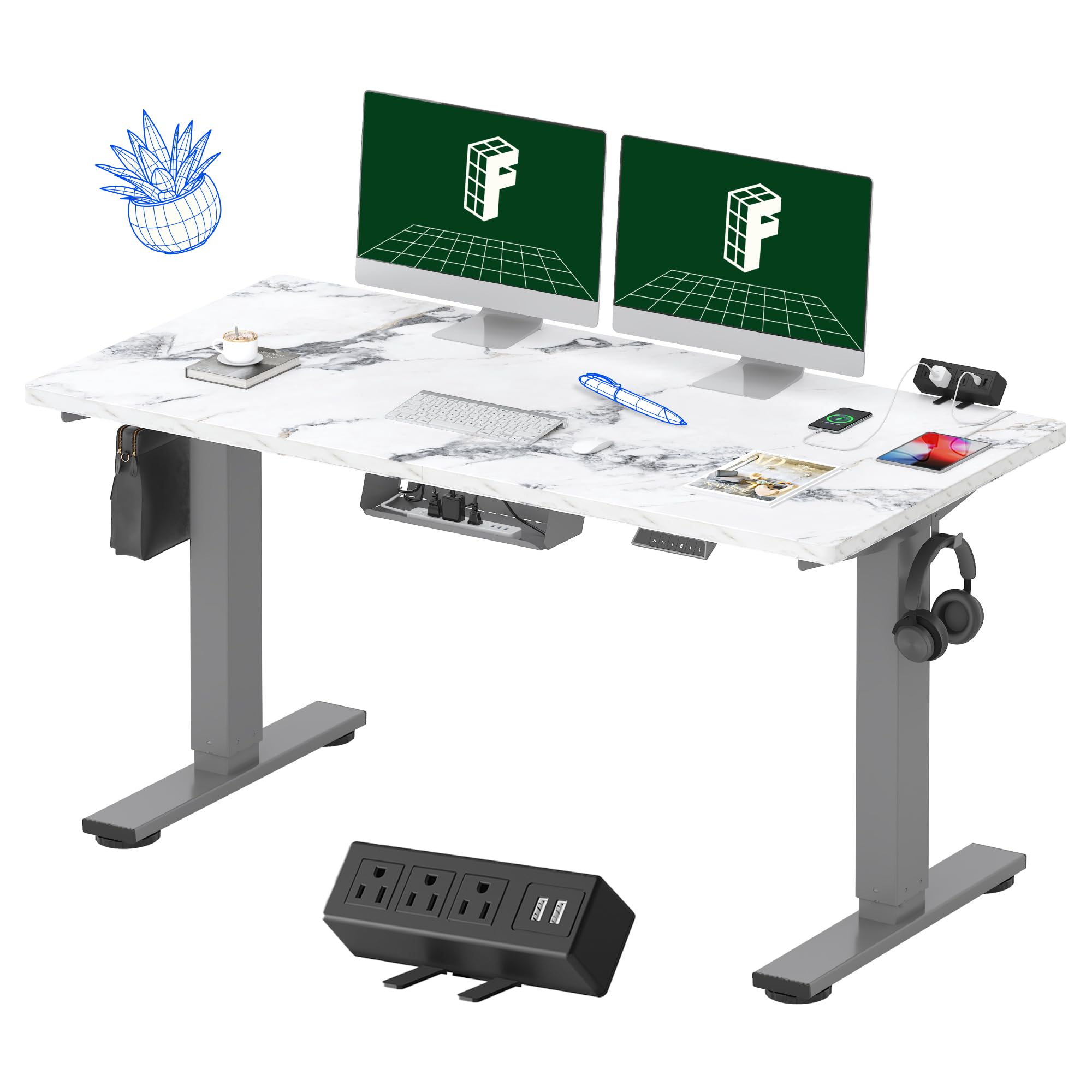 FLEXISPOT EN2 55"x28" Standing Desk Bundle with Storage Cabinet