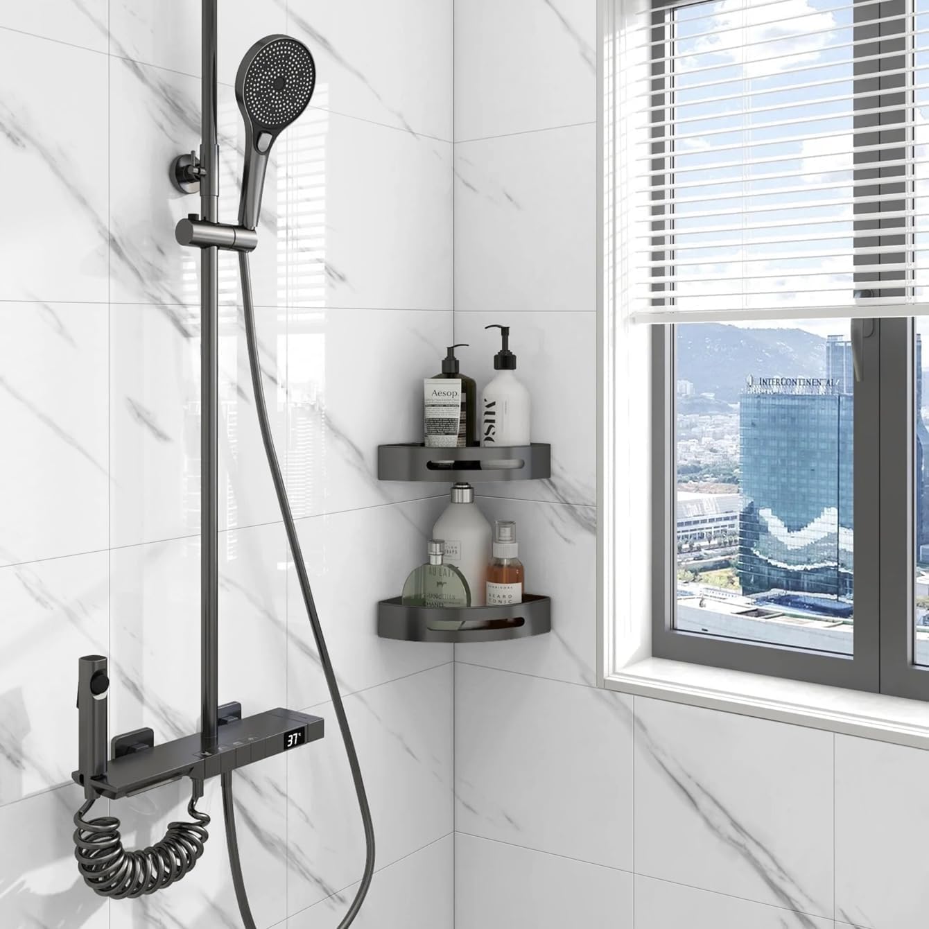 Shower Wall Panels Peel and Stick,Marble Wall Panels for Interior Decor,Backsplash Tile for Kitchen Showers Bathrooms Living Rooms 11.8"x11.8"in 10Pcs,White (Not Real Tile,9.7 Sq.ft)