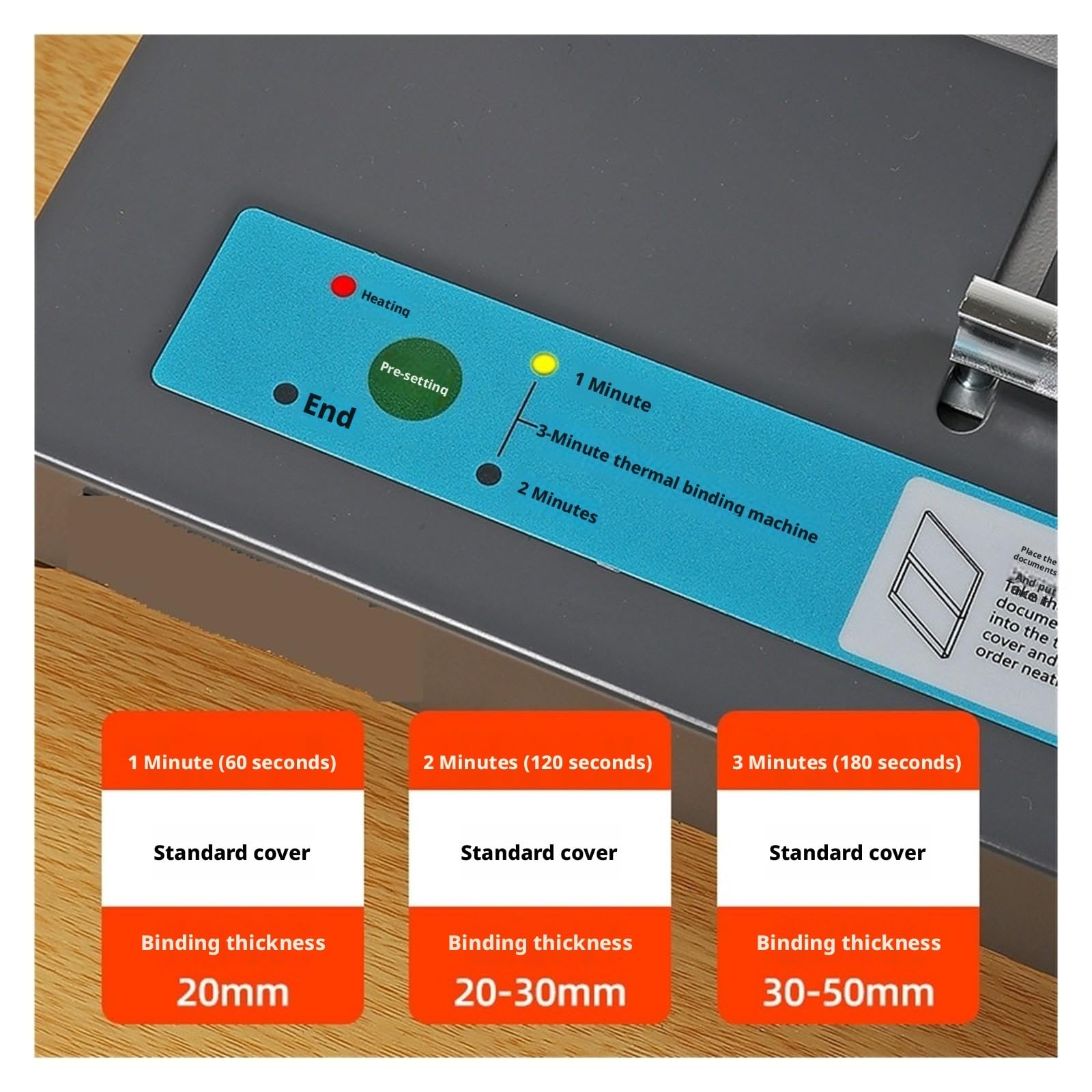 Machine à reliure thermique A4, préchauffage de 3 minutes for livres, documents, archives et appels d'offres, reliure électronique thermofusible pour l'école