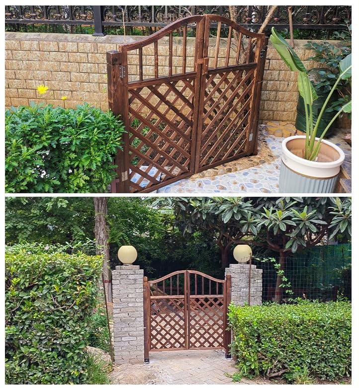 Amazon | ガーデンガーデン 天然木製 両開き 門扉 埋め込み設置