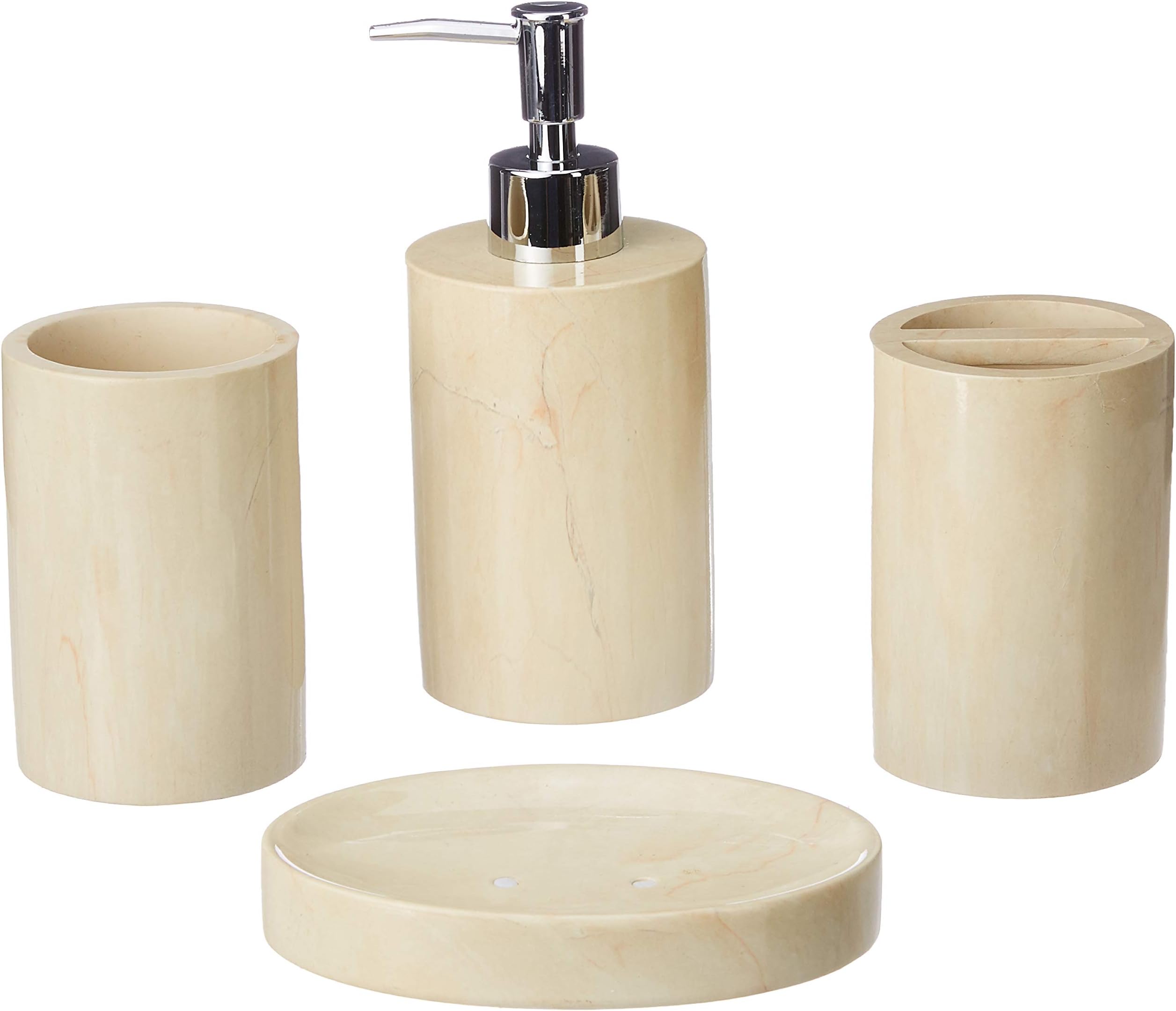 Shresmo 4 Piece Polyresin Bathroom Set, Cream (SRS1160B)