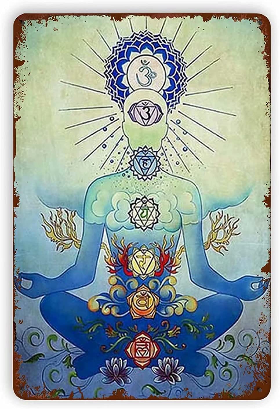 Lawenp Yoga Metal Tin Sign,Vintage Style Iron Painting for Home Bedroom Cafe Kitchen Wall Decor 8x12 Inch