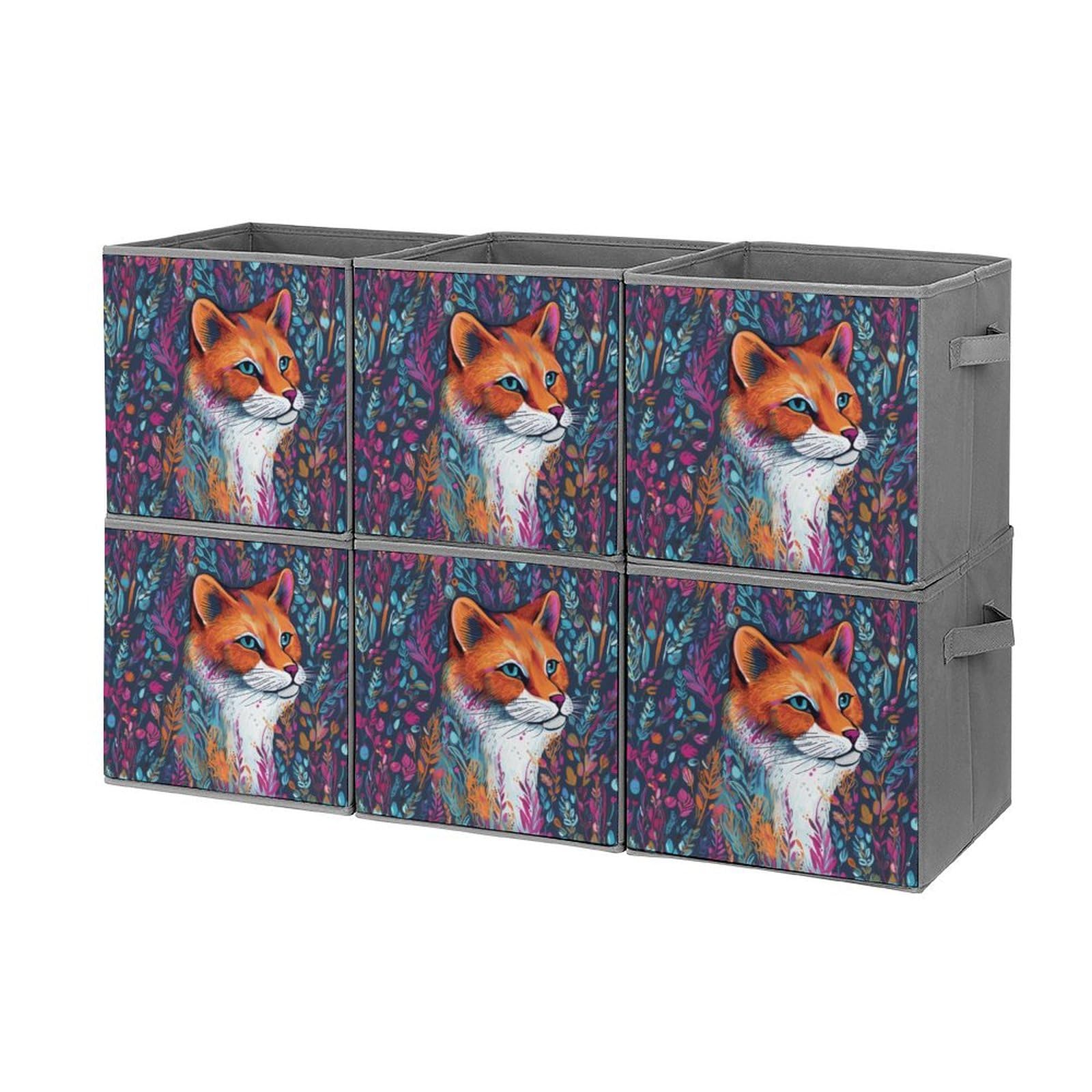 Boîtes de rangement pliables en tissu à motif chat avec poignée