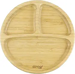 Clingo Prato De Bambu Com Divisório E Ventosa, Modelo: 3042