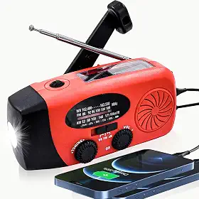 Painel solar de emergência portátil de 2000 mAh com manivela, rádio meteorológico SOS, rádio de emergência com 7 canais NOAA, rádio WB/AM/FM com lâmpada de leitura, lanterna de manivela, suprimentos