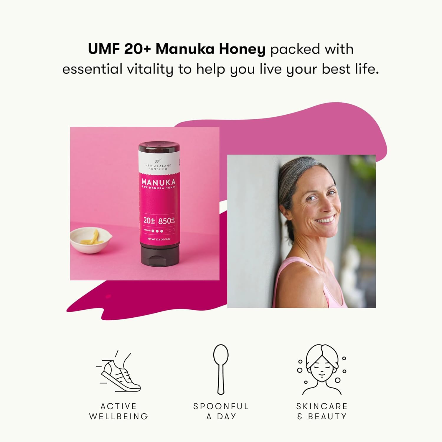 New Zealand Honey Co. Pure Manuka Honey UMF 20+ Squeezy | 500g | 17.6oz | Squeezable UMF Manuka Honey