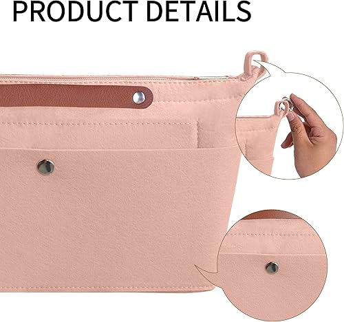 Miniatura 3 de Soyizom Organizador de bolso, organizador de bolsa de inserción para bolsos, organizador de fieltro con cremallera y bolsa de llavero en la bolsa,
