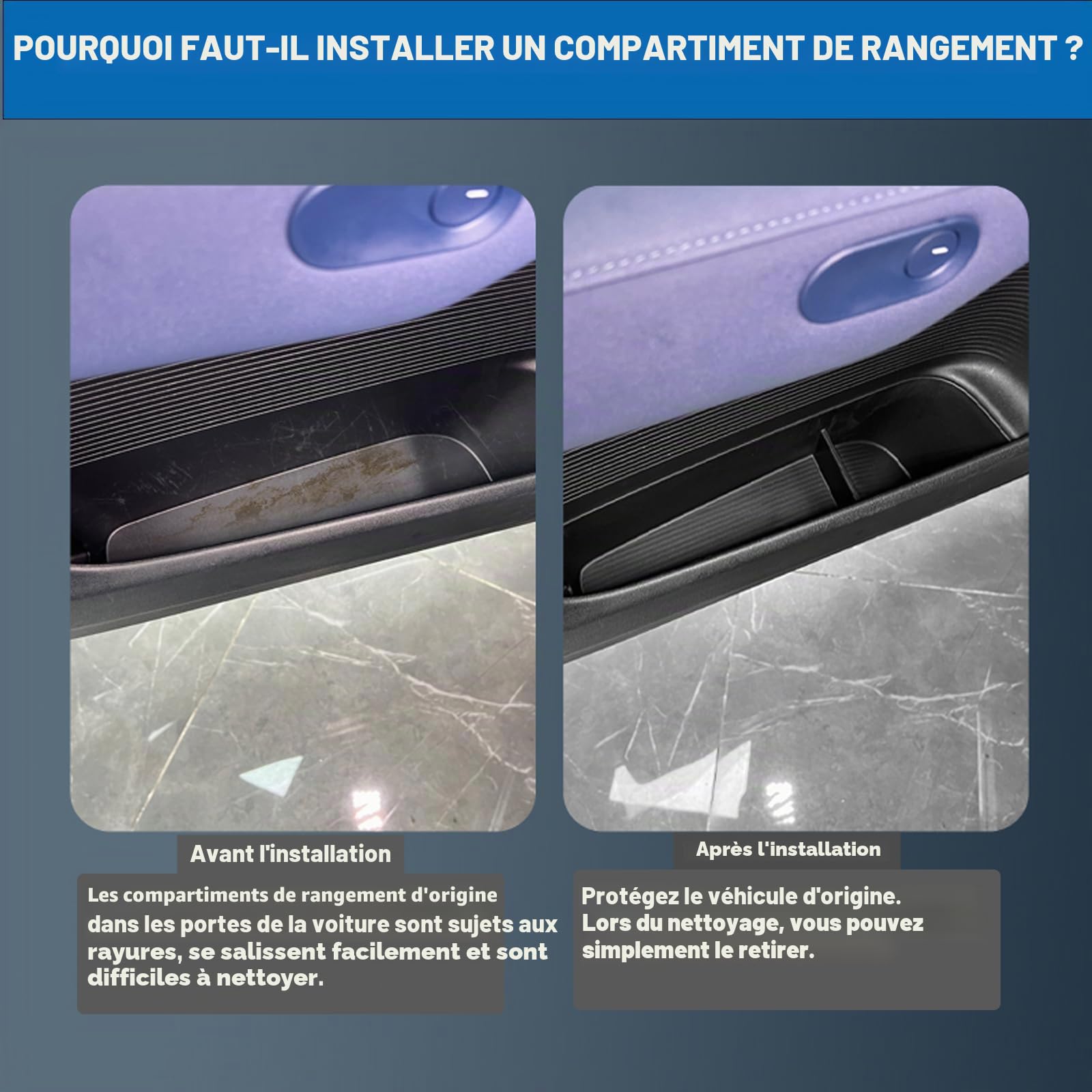 JULIK Boîte de Rangement de Portière Étanche en TPE pour XPeng G6 2023–2025 – Lot de 4, Noir – Organisateur de Porte Antibruit