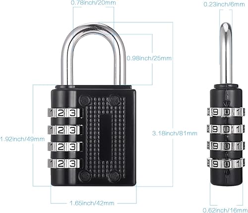 Miniatura 2 de Paquete de 4 candados de combinación, candados de combinación de 4 dígitos, candado impermeable para exteriores para casillero de gimnasio escolar,