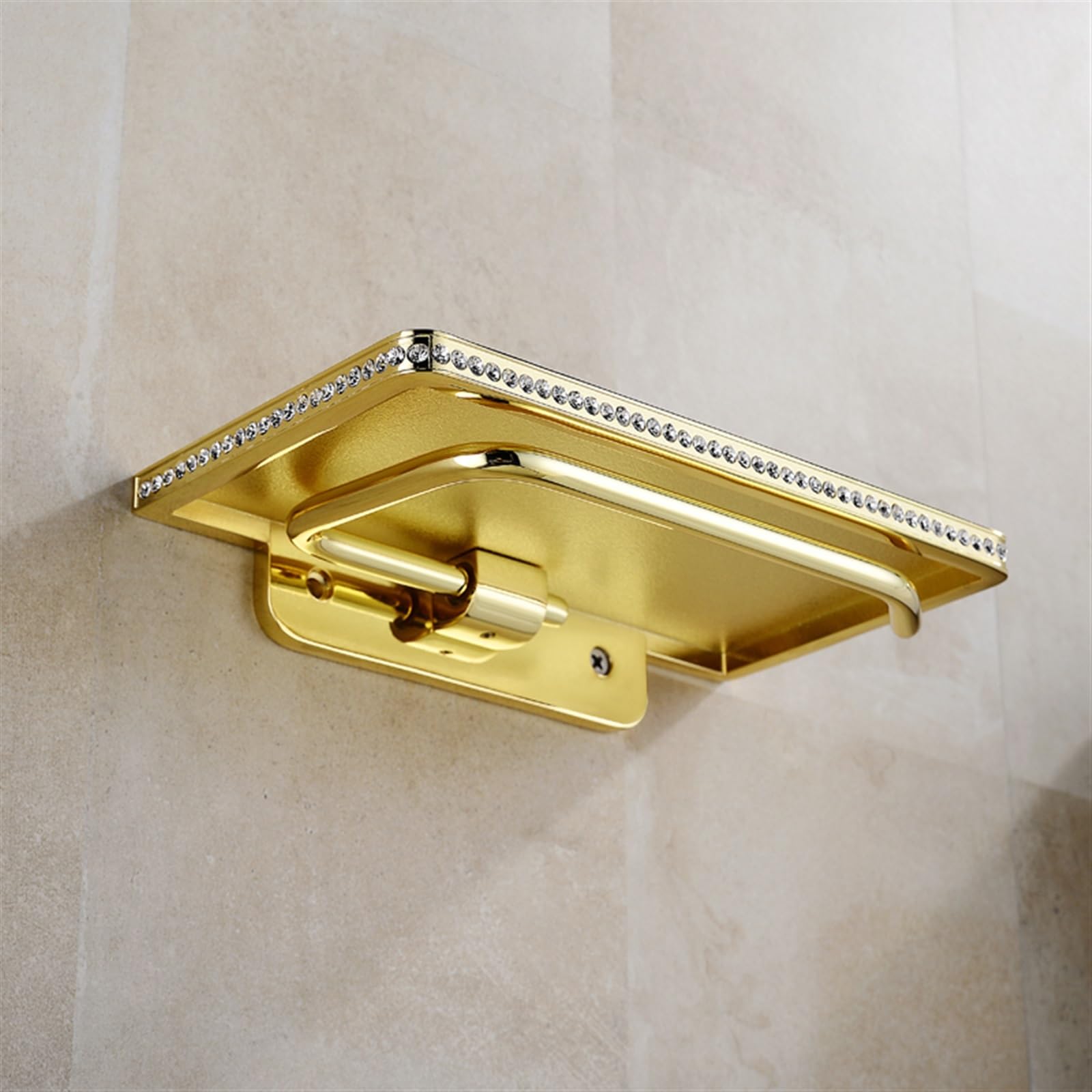 Stały uchwyt na papier toaletowy, Gold Stainless Steel Toilet Paper Holder Bathroom Wall Mount With Mobile Phone Shelf(4 Pcs)