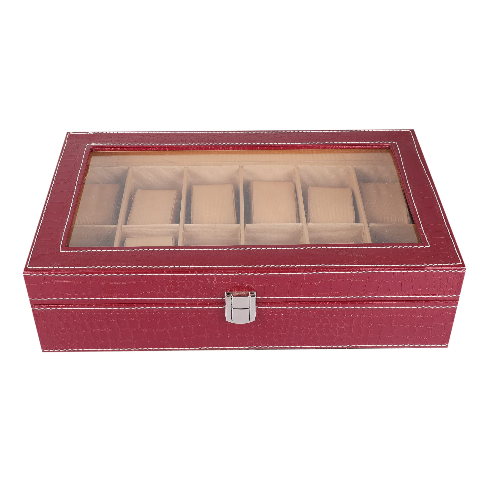 Anything & Everything Croc Print Watch Box | Watch Case | Watch Holder | Watch Organizer - Wine - Holds 12 Watches - Transparent (B06W53TC9X) Amazon Price History, Amazon Price Tracker