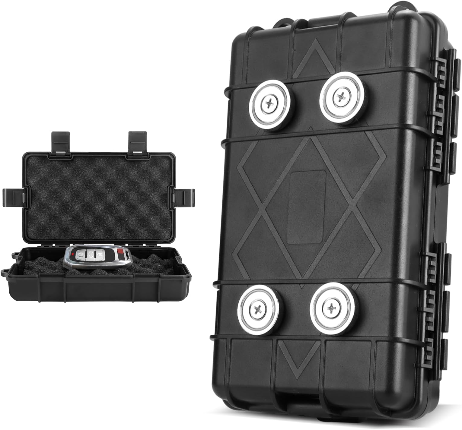 Magnetic Key Box for Under Car - Upgraded Waterproof Large Magnetic Key Holder Under Vehicles - Outdoor Magnetic Key Box - Hidden Key Box Accessories - 7.28" x 4.53" x 2.18" Black