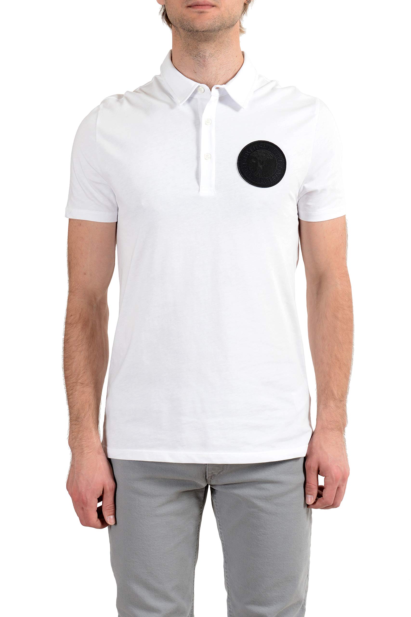 Collection Men's White Logo Short Sleeve Polo T-Shirt Sz US L IT 52