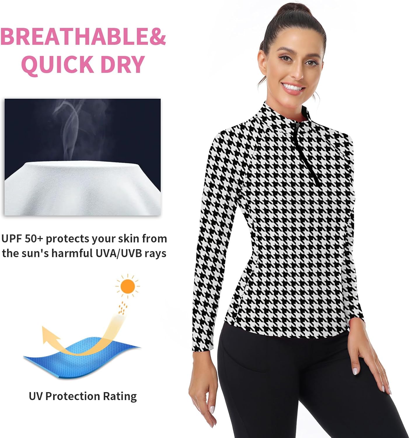 Soneven Women's Quarter Zip Polo Collared Golf Shirt Moisture Wicking Shirts Slim Fit for Casual Work - Image 5