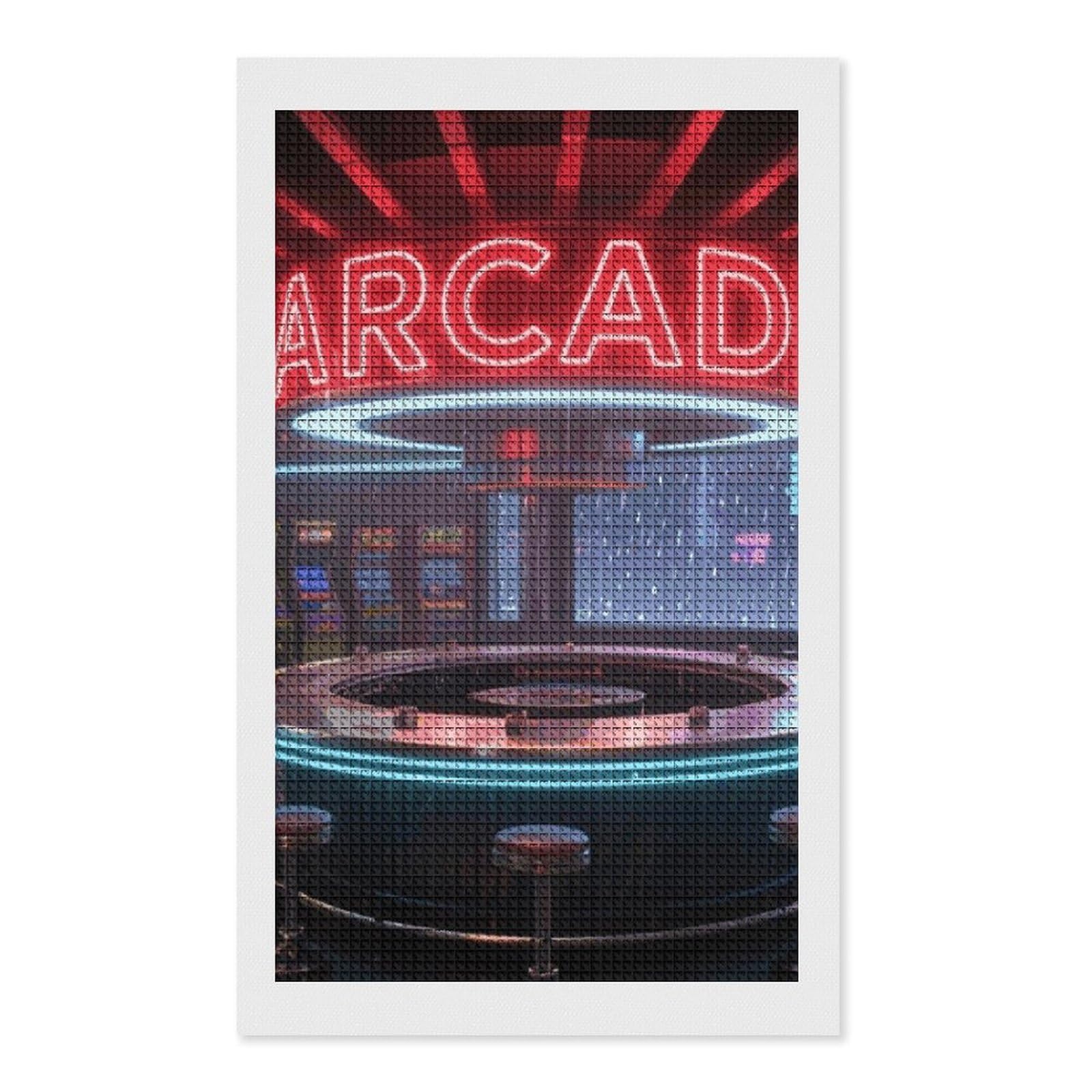 FodPand Neon Arcade 5D Diamond Painting Kits for Adults Beginners Full Drill Square Diamond Dots Pictures Gem Art Supplies for Home Wall Room Decoration DIY Craft Set Gift 12x20