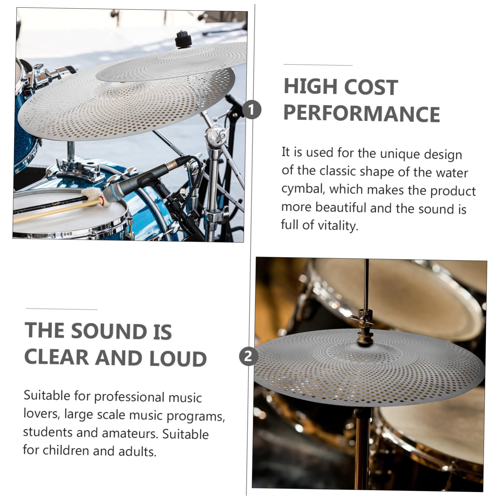 HEMOTON Silent Drum Cymbals 14 Inch Alloy Mute Cymbal Easy Replacement for Drum Set