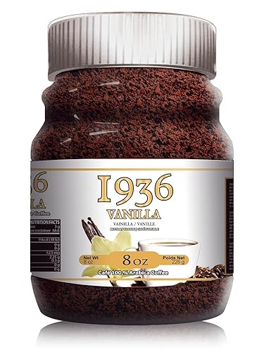 1936 Torrefacto Vainilla café instantáneo de sabor suave café arábica puro café instantáneo tostado oscuro y glaseado con azúcar de caña café