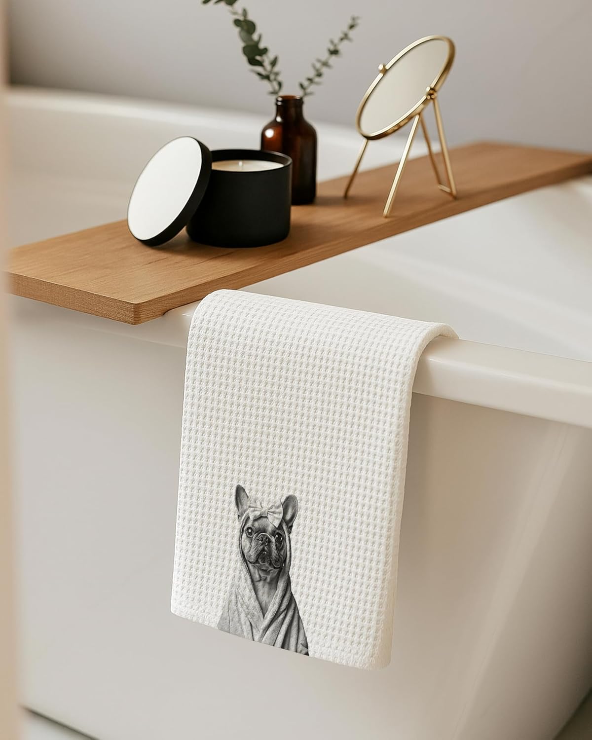 French Bulldog Gifts Hand Towels, Dog Bathroom Decor, French Bulldog Lover Gifts for Women Decorative Hand Towels for Bathroom Washroom Spa Gym, 16x24 Inch Set of 2 - Image 4