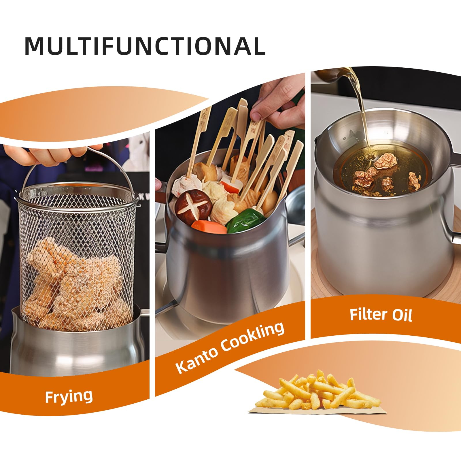 Oil Strainer Pot, 2L 304 Stainless Steel Oil Filter Pot with Mesh Strainer and Lid, Filter Basket - Image 3
