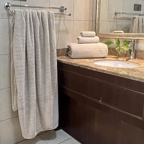 Miniatura 3 de YTYC Toallas, toallas de baño de gran tamaño de 39 x 78 pulgadas para adultos, juego de toallas de baño extra grandes de lujo para baño, toallas de