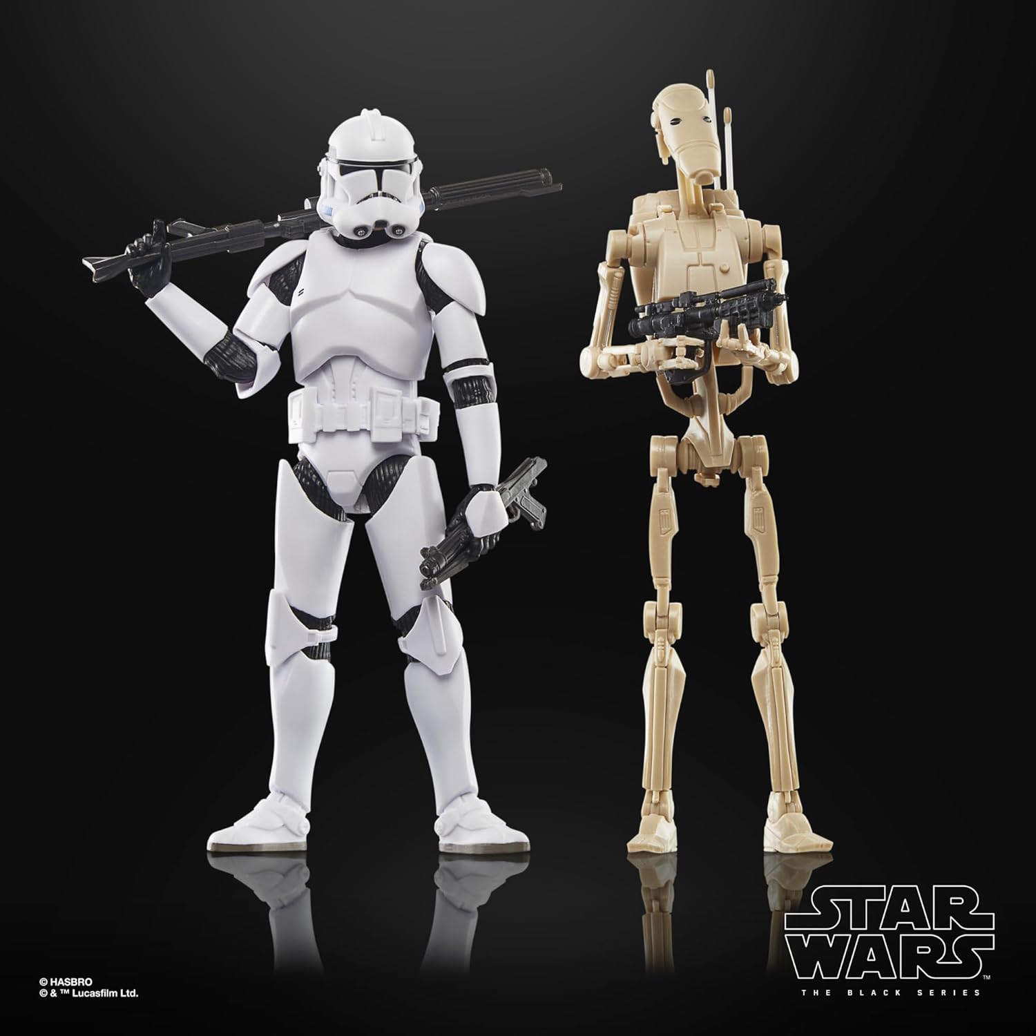 STAR WARS The Black Series Phase II Clone Trooper Battle Droid, The Clone Wars Troop Building Collectible Inch Action Figure 2-Pack