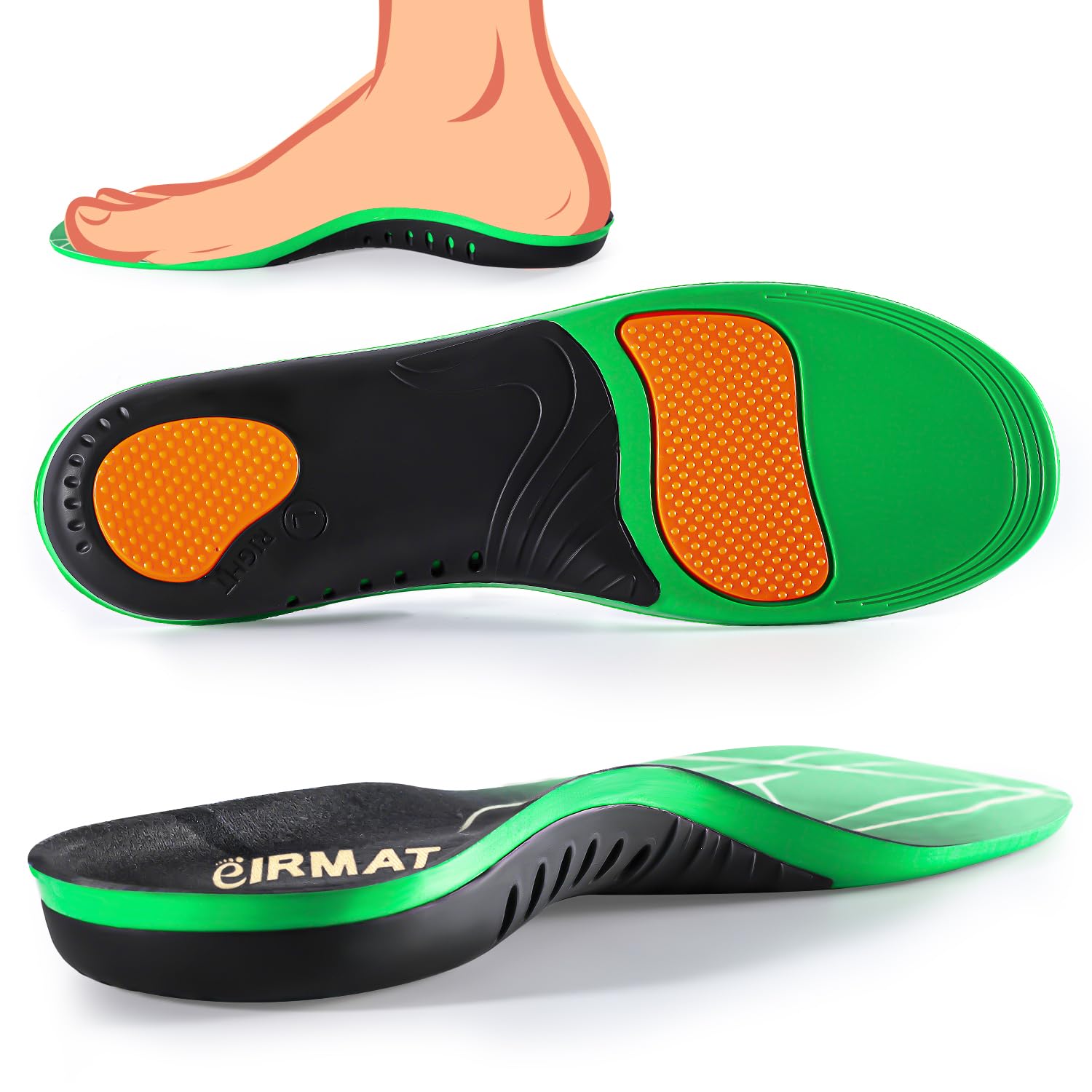 Plantar Fasciitis High Arch Support Insoles for Men Women, Arch Support Inserts for Men, Work Boot Shoe Inserts for Women-Orthotic Insert for Flat