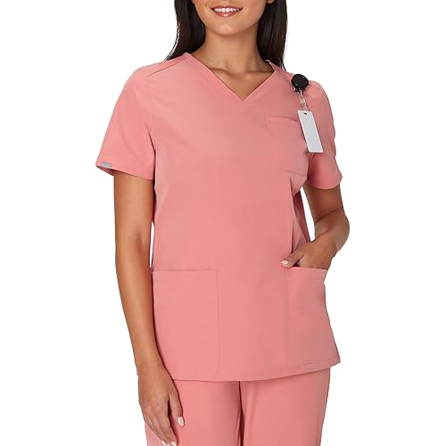 Hanes Women's Scrubs Healthcare Top, Moisture-Wicking Stretch Scrub Shirts, Ribbed Back Panel