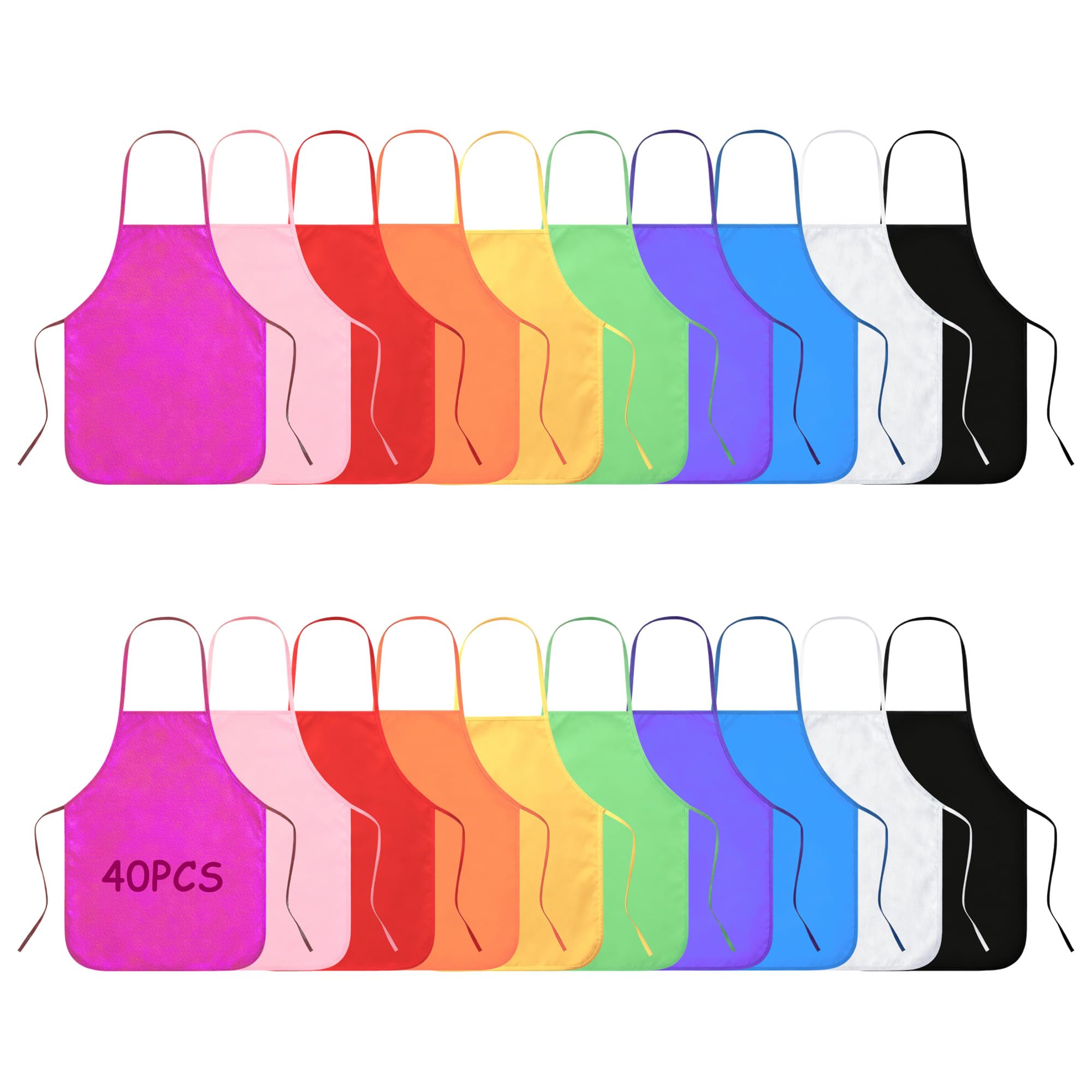 40pcs Delantal Para Niños, Delantal Infantil Colorido, Delantal de Cocina Infantil Delantales Infantiles, Niños y Niñas para Cocinar, Pintar, Hornear, Jardinería y Manualidades (10 colores)
