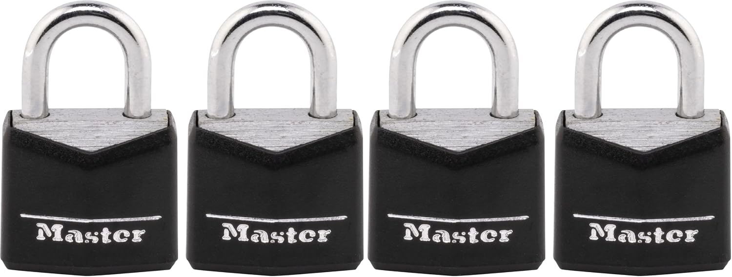Master Lock 121T Padlock, Covered Aluminum Lock, 3/4 in. W, Black, 2-Count (Pack of 2)