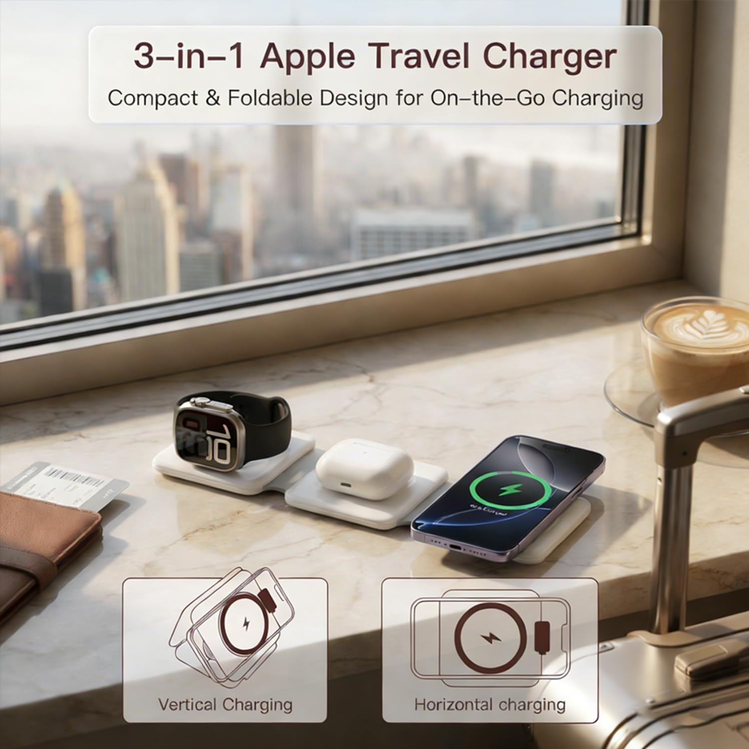 شاحن لاسلكي مغناطيسي 3 في 1 قابل للطي – محطة شحن ل...