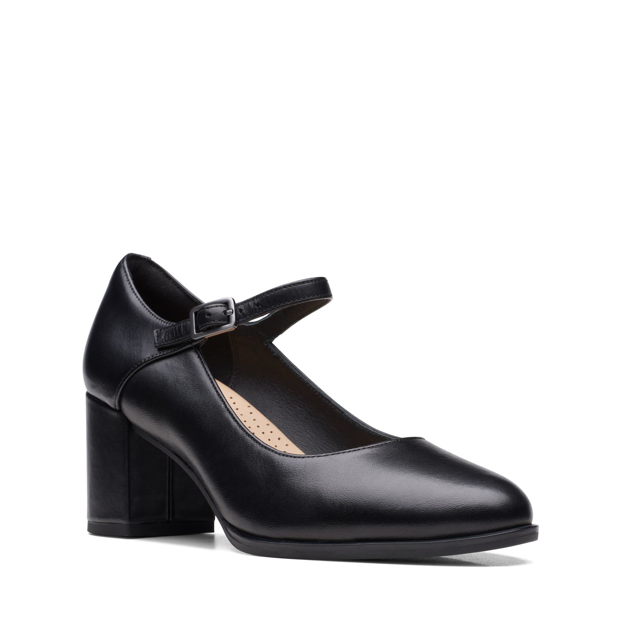 Clarks Freva55 Strap Womens Black Leather, 7.5