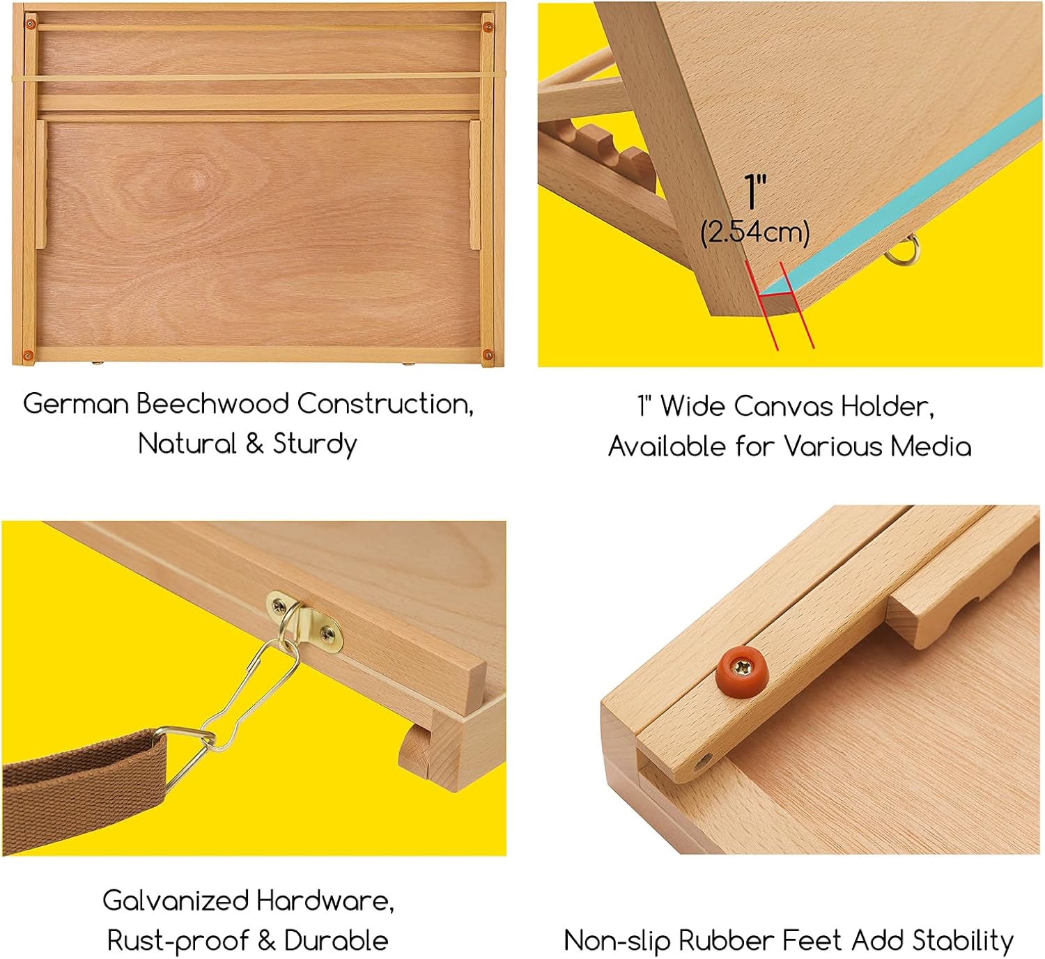 MEEDEN A2 Wooden Tabletop Easel for Painting, 5-Position Adjustable Drawing & Sketching Board with Shoulder Strap, Portable Beechwood Desktop Art Easel Stand for Adults, Artists, Beginners & Student