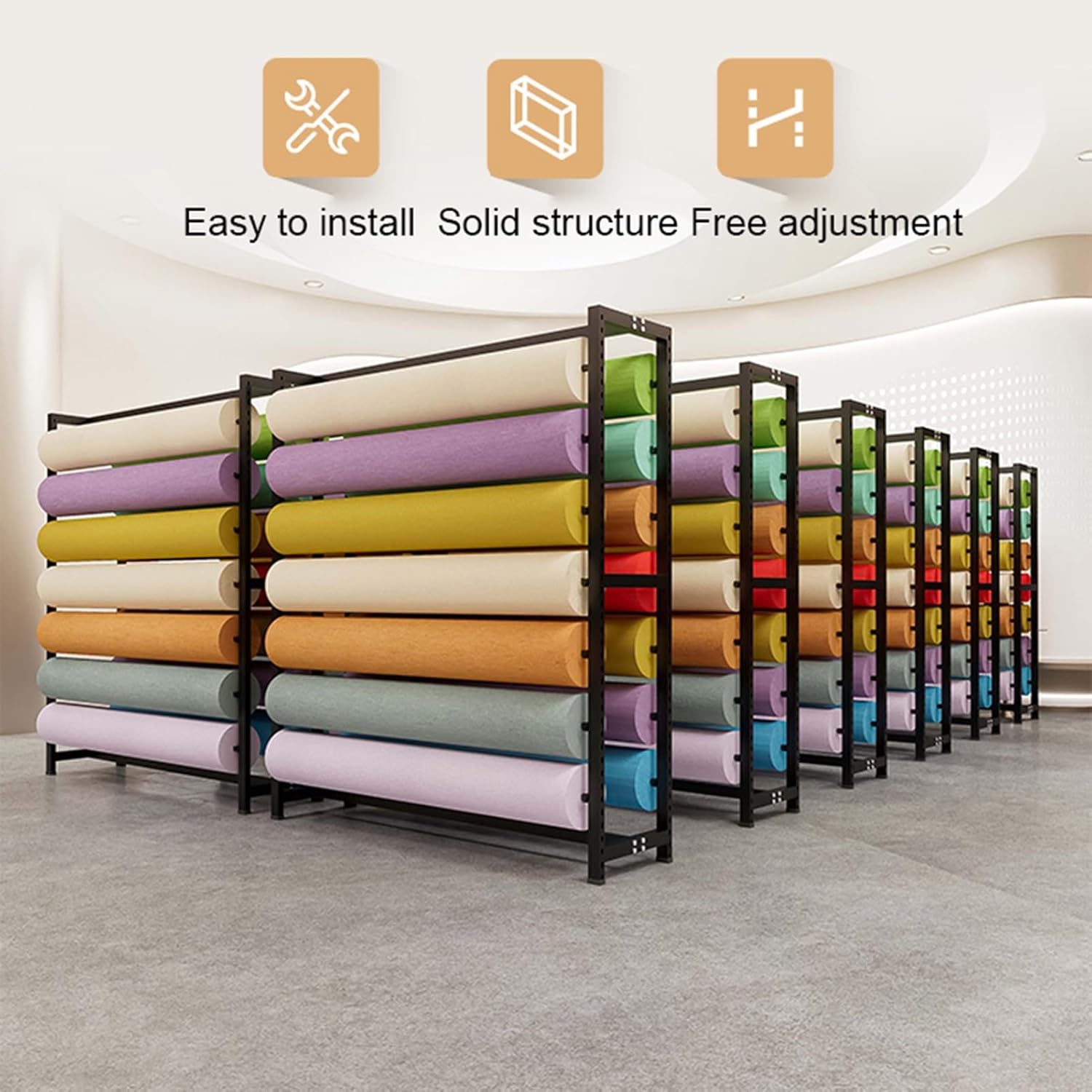 Adjustable Floor Standing Vinyl Wrap Storage Rack for Car Color Change Film, 20 Rods, 100cm - Ideal Display Stand for Fabric, Wallpaper, Tablecloth & nd Protection