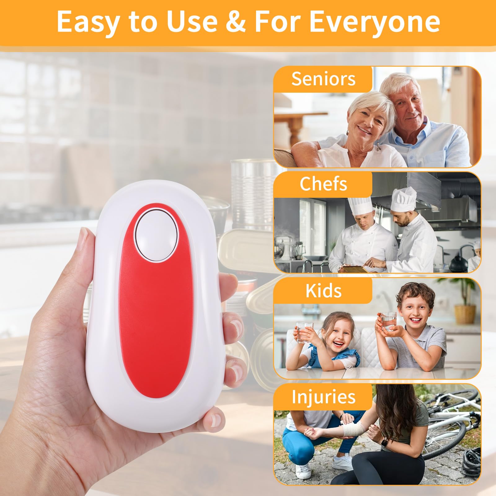 Starvortex Apriscatole Elettrico, Funzionamento Automatico Con Un Solo Tocco, Gadget da Cucina Compatto e Portatile, Bordo Liscio, A batteria, A mani libere, per Artriti e Persone con Mani Deboli