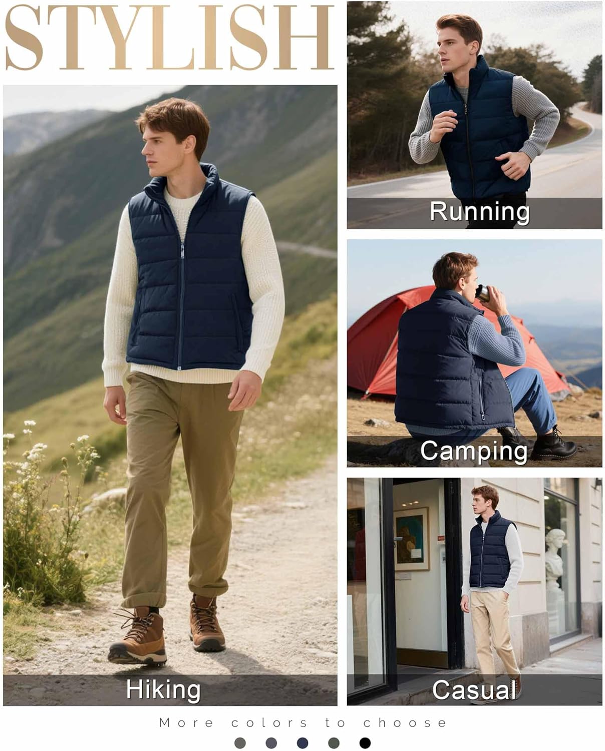 33,000ft Men's Puffer Vest Outerwear Winter Warm Padded Outdoor Casual Thick Insulated Quilted Sleeveless Jacket - Image 5