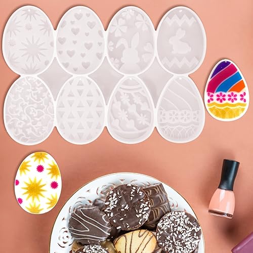Miniatura 5 de SOIMISS Moldes de silicona para huevos de Pascua conejito de Pascua moldes para fondant en forma de huevo molde para hornear pastel moldes de