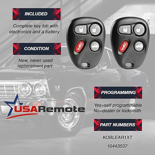 Miniatura 3 de Llavero de coche control remoto de entrada sin llave compatible con Chevy Corvette Malibu SSR  Pontiac Bonneville Grand Am  Buick Lesabre  Cadillac