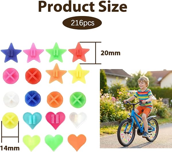 216 Perles à Rayons colorées pour vélo – Clips réfléchissants, Accessoire vélo Enfant, décoration de Rayons pour garçons et Filles, pour vélo Enfant - 5