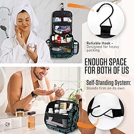 VENTURE 4TH Hanging Travel Toiletry Bag for Women & Men - Travel Organizer with Expandable Compartments & Removable Clear Pouch for Toiletries (Surfing Vibes)