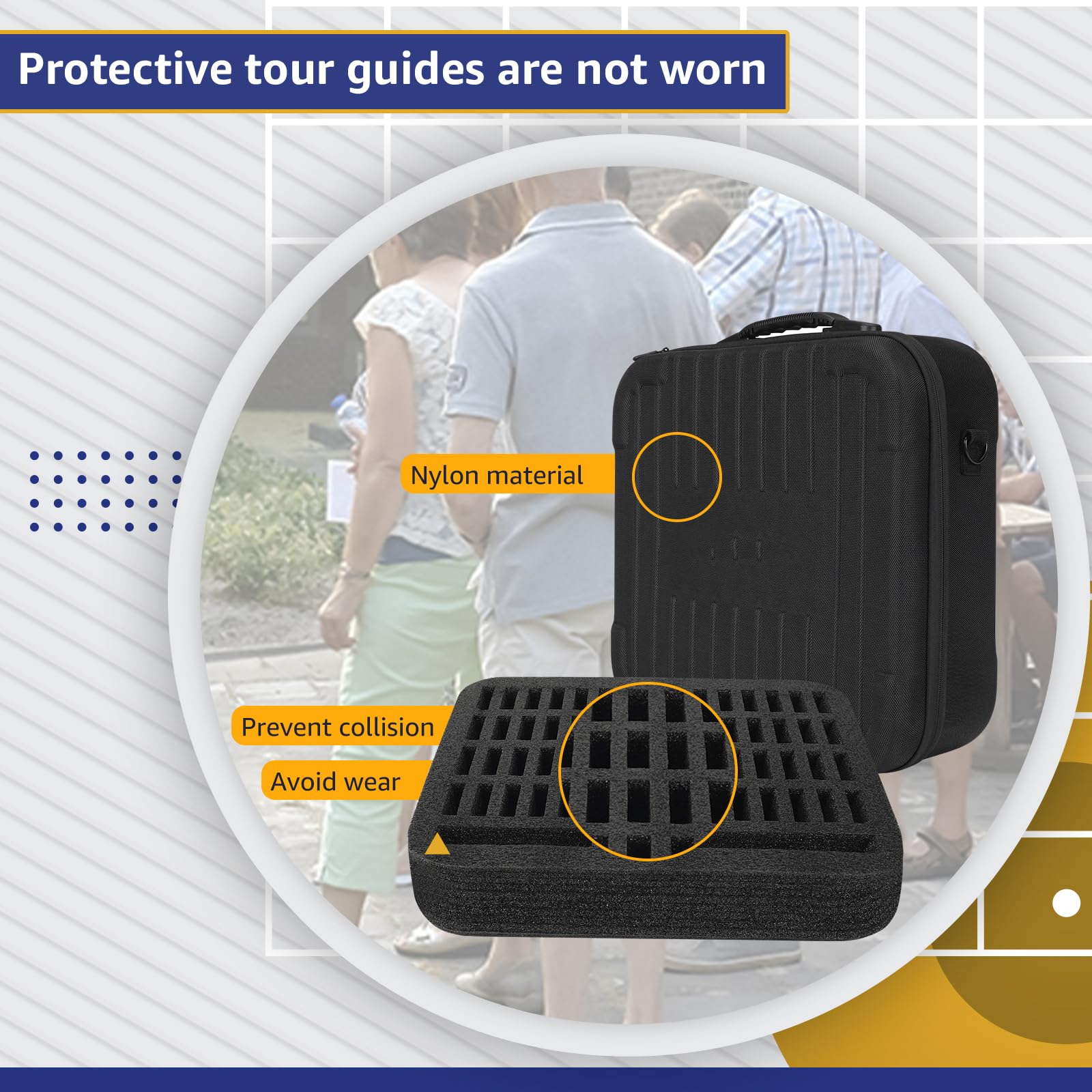 Retekess TT016 Borsa Portaoggetti Sistema Guida Turistica con Spugna Interna, Scatola Portaoggetti Portatile da 48 Slot, per Sistema Guida Turistica Retekess TT105 e TT122