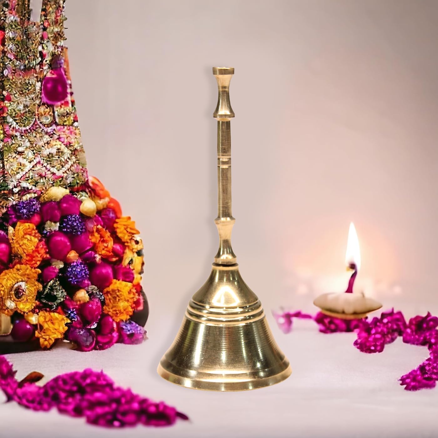 Prayer Bell Ghanti Temple Hindu Pooja Puja Aarti Mandir Antique Hand Held Bell - View #12