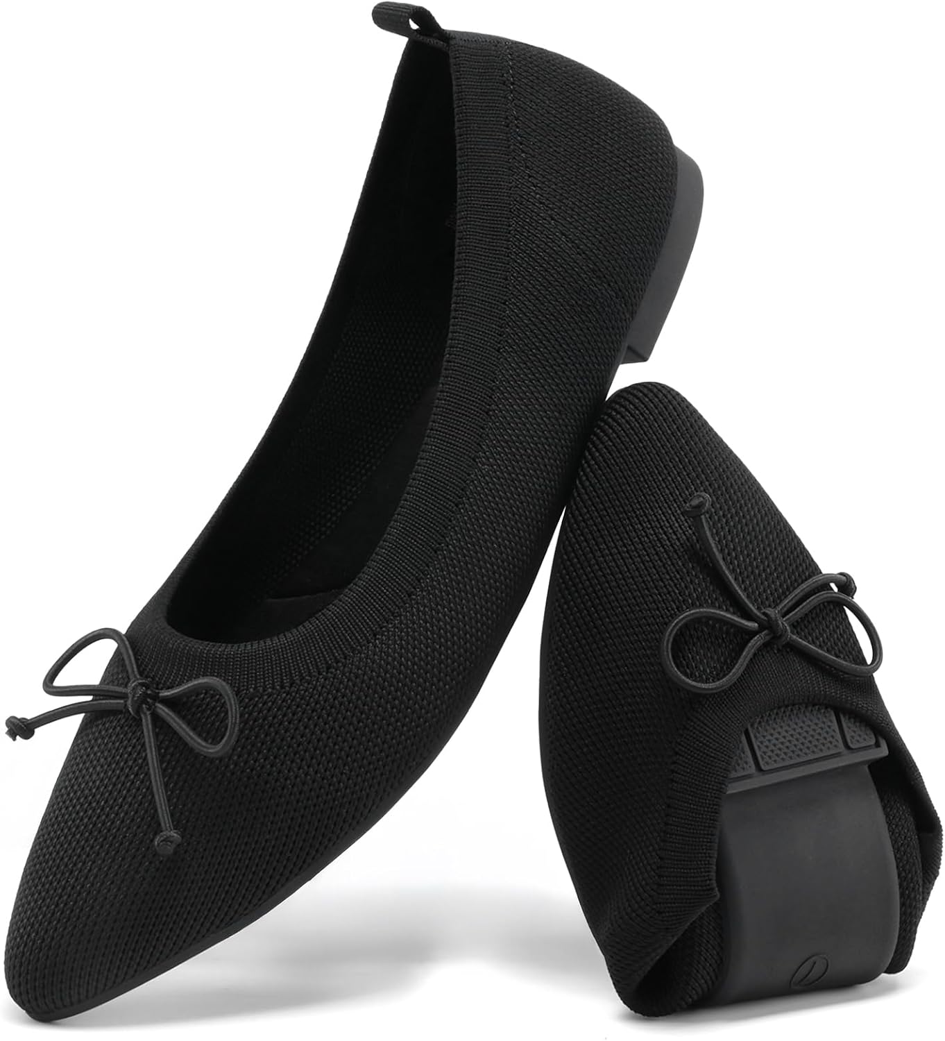 DREAM PAIRS Women's Ballet Knit Flats Foldable Pointed Toe Comfortable Dressy Flat Shoes with Bow-Knot Casual Business Work Office - Image 3