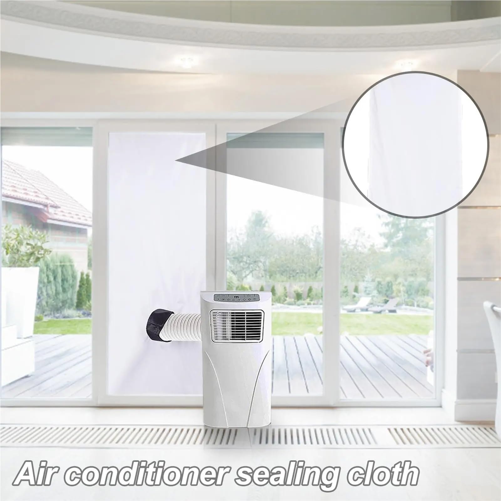 Sellador de ventanas for aire acondicionado portátil, sellado universal for ventanas de aire acondicionado portátil y secadora, sellado de ventanas, tela for sellado de aire acondicionado.(3.0 meters)