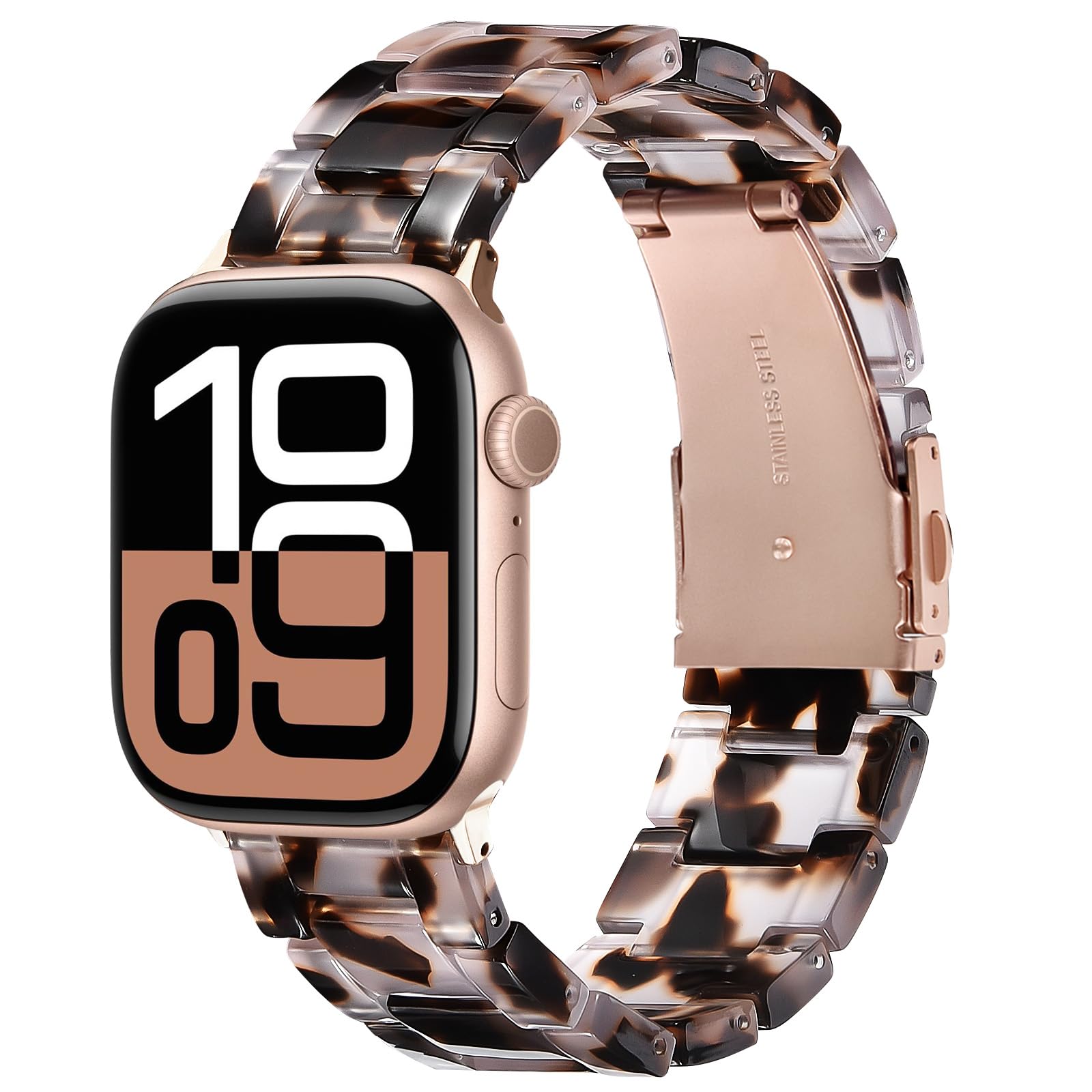 V-MORO Resin Band Compatible with Apple Watch Series 7/8/9/10/11 41/40/38/42mm, Women Fashion Strap for iWatch Series 6/5/4/3/2/1/SE, Lightweight Bracelet Wristband Replacement, Ivory White-Rose Gold — view 52
