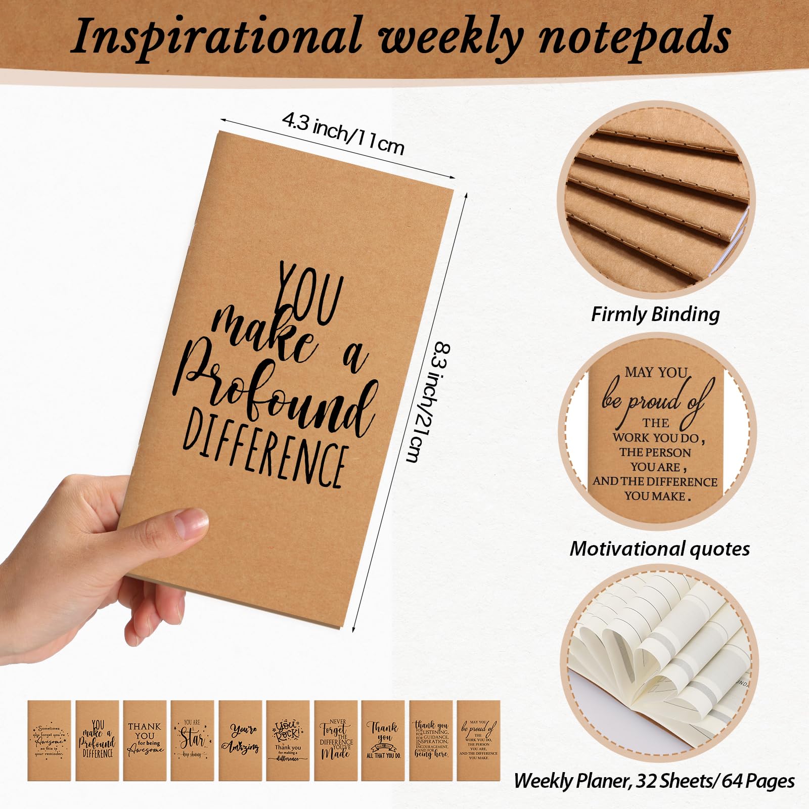 Tellingyou Set di 60 quaderni e penne per pianificazione settimanale dei dipendenti, per lista delle cose da fare, diario, diario, ringraziamento, regalo di Natale per dipendenti, colleghi, insegnanti