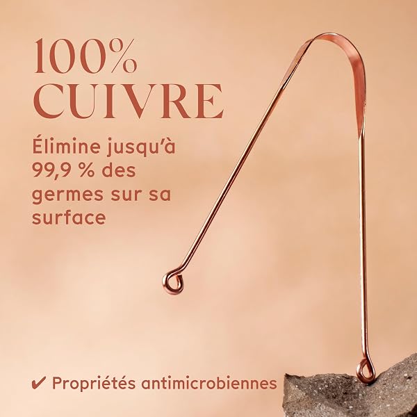 Arista Gratte Langue, Pack de 1, Gratte Langue Cuivre Ayurveda Pour une Haleine Fraiche, Rape Langue Antibactérien, Grattoir Langue Ayurvédique en Cuivre - 3