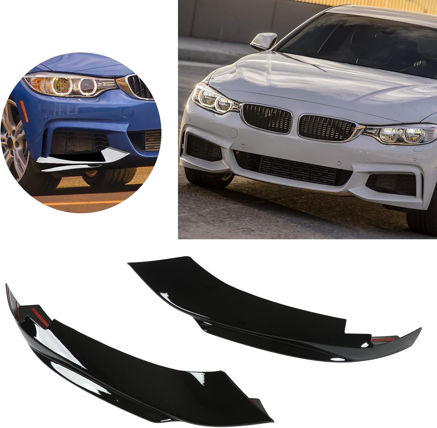 KIMISS Front Bumper Lip Spoiler for 4 Series F32 F33 F36, Glossy Black Left Right Splitter Diffuser, M Sport Compatible 2014-2020