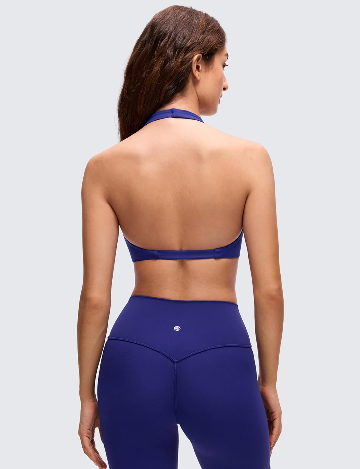 CRZ YOGA Butterluxe Double Lined Twist Halter Sports Bras for Women - Deep V Neck Crop Top Casual Open Back Non Padded - Image 2